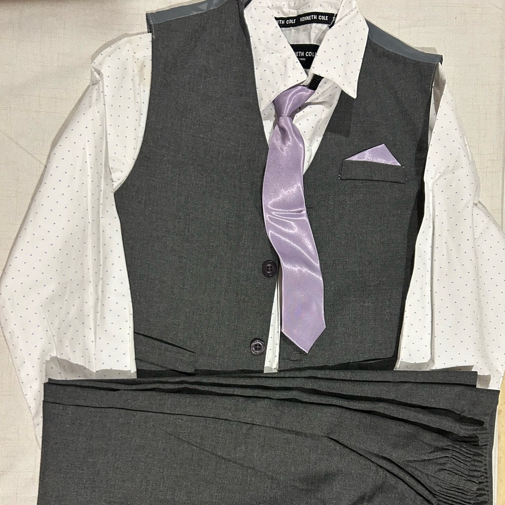 Kenneth Cole Gray Vest with Lavender Tie with pants